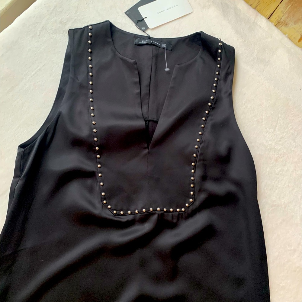 Zara Woman Black Embellished Sleeveless Maxi Dress XS